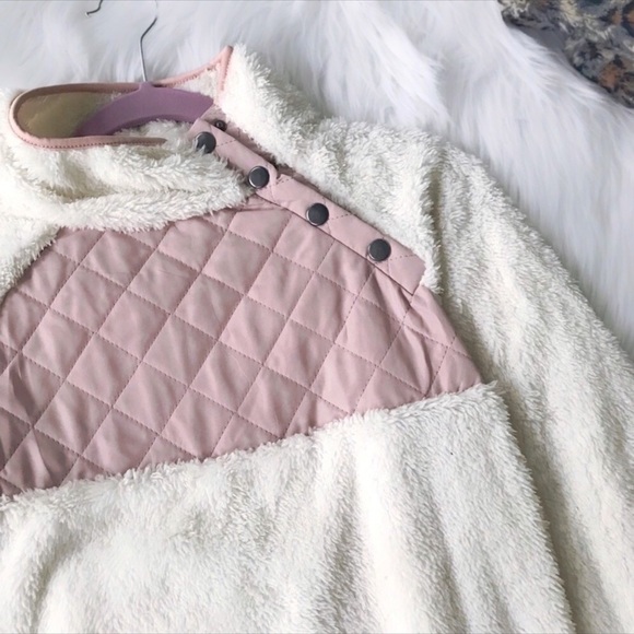 NEW! Asymmetrical Paneled Buttoned Fleece Teddy - Picture 4 of 4